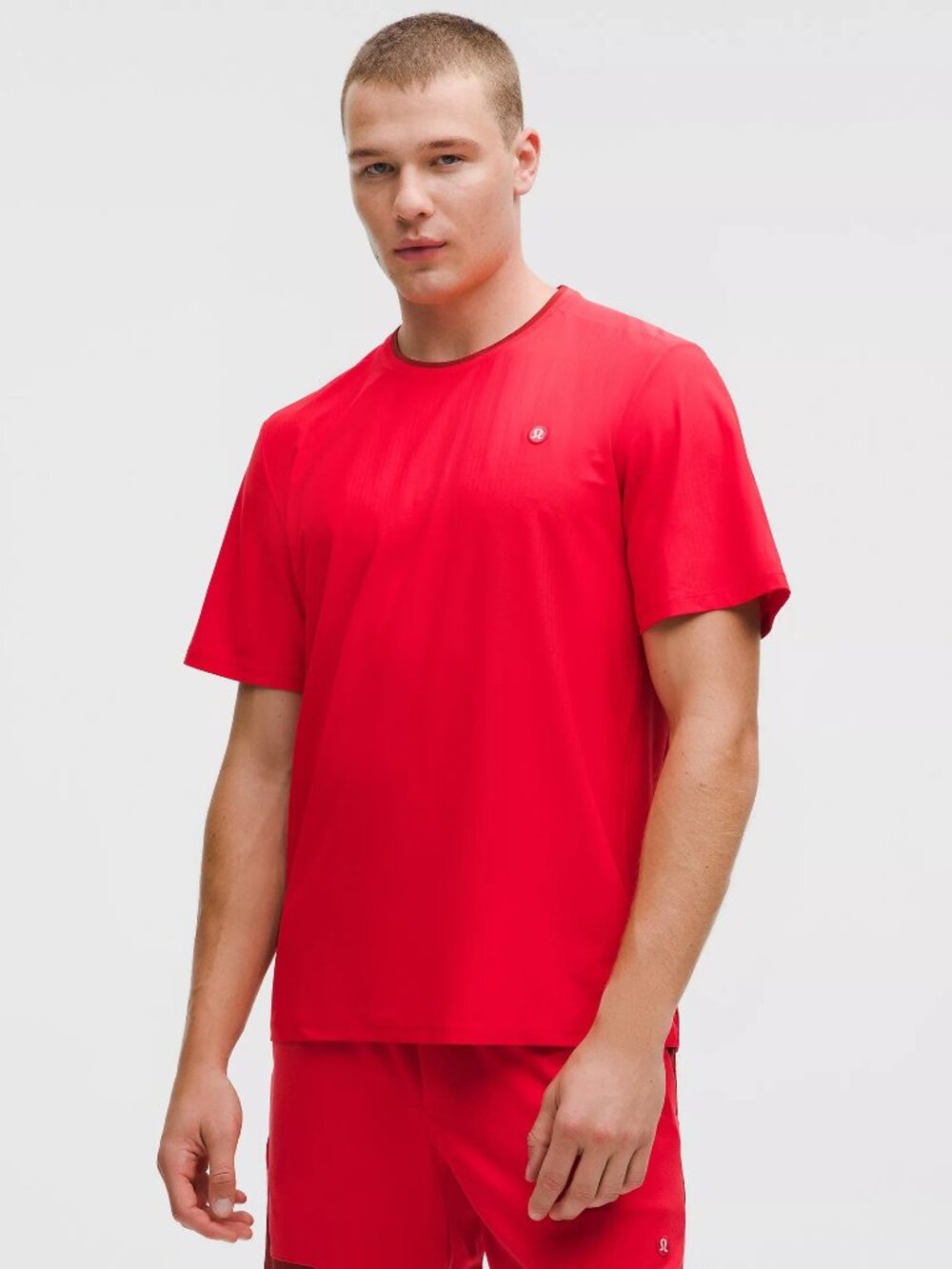 UV-Protective Striped Mesh Tennis T-Shirt - Lulu Red